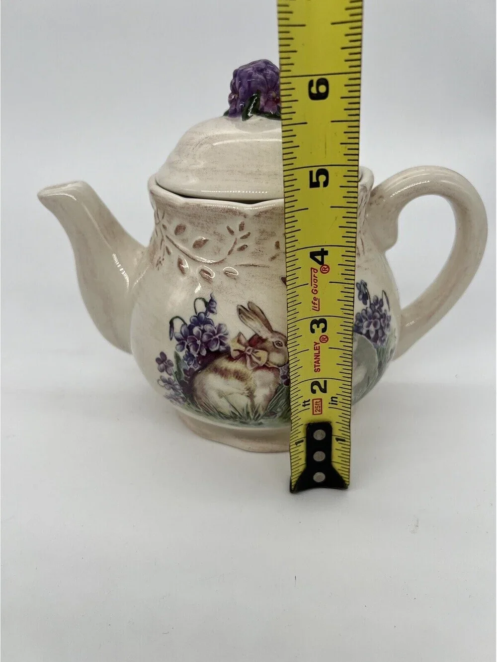 Easter Treasures Teapot by Cracker Barrel Bunny Rabbit Lilacs
